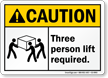 Three Person Lift Required Caution Sign