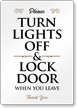 Turn Lights Off Lock Door Airbnb Sign