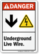 Underground Live Wire Down Arrow Electric Shock Symbol Sign