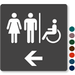 Restrooms Men Women Left Arrow Sign