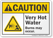Very Hot Water Burns May Occur ANSI Caution Sign