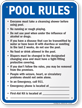 Washington Pool Rules Sign