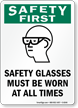 Wear Safety Glasses Sign