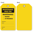  2 Sided Maintenance Hold Inspection, Status Record Tag