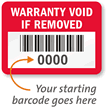 Warranty Void if Removed, with barcode, pack of 1000