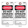 Danger Do Not Operate Equipment Locked Out Safety Tag