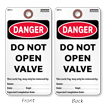Danger Do Not Open Valve Safety Tag With Fiber Patch