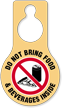 Do Not Bring Food Beverages Hang Tag