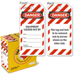 Danger Equipment Locked Out Tag-in-a-Box with Fiber Patch