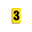 Embossed Aluminum Pole Marker Character, Black on Yellow, "3" For Horizontal Mounting Holder