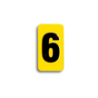 Embossed Aluminum Pole Marker Character, Black on Yellow, "6" For Horizontal Mounting Holder