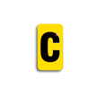 Embossed Aluminum Pole Marker Character, Black on Yellow, "C" For Horizontal Mounting Holder