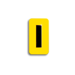 Embossed Aluminum Pole Marker Character, Black on Yellow, "I" For Horizontal Mounting Holder