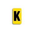 Embossed Aluminum Pole Marker Character, Black on Yellow, "K" For Horizontal Mounting Holder