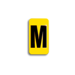 Embossed Aluminum Pole Marker Character, Black on Yellow, "M" For Horizontal Mounting Holder