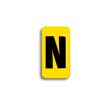 Embossed Aluminum Pole Marker Character, Black on Yellow, "N" For Horizontal Mounting Holder