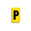 Embossed Aluminum Pole Marker Character, Black on Yellow, "P" For Horizontal Mounting Holder