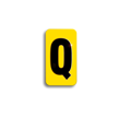 Embossed Aluminum Pole Marker Character, Black on Yellow, "Q" For Horizontal Mounting Holder