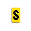Embossed Aluminum Pole Marker Character, Black on Yellow, "S" For Horizontal Mounting Holder