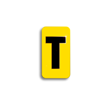 Embossed Aluminum Pole Marker Character, Black on Yellow, "T" For Horizontal Mounting Holder