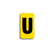 Embossed Aluminum Pole Marker Character, Black on Yellow, "U" For Horizontal Mounting Holder
