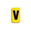 Embossed Aluminum Pole Marker Character, Black on Yellow, "V" For Horizontal Mounting Holder