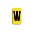 Embossed Aluminum Pole Marker Character, Black on Yellow, "W" For Horizontal Mounting Holder