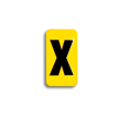 Embossed Aluminum Pole Marker Character, Black on Yellow, "X" For Horizontal Mounting Holder