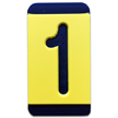 Horizontal Mounting Plastic Engraved Pole Marker Character, Black on Yellow, "1"