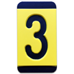 Horizontal Mounting Plastic Engraved Pole Marker Character, Black on Yellow, "3"