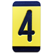 Horizontal Mounting Plastic Engraved Pole Marker Character, Black on Yellow, "4"