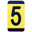 Horizontal Mounting Plastic Engraved Pole Marker Character, Black on Yellow, "5"
