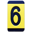 Horizontal Mounting Plastic Engraved Pole Marker Character, Black on Yellow, "6"