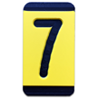 Horizontal Mounting Plastic Engraved Pole Marker Character, Black on Yellow, "7"