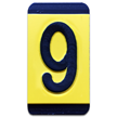 Horizontal Mounting Plastic Engraved Pole Marker Character, Black on Yellow, "9"
