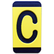 Horizontal Mounting Plastic Engraved Pole Marker Character, Black on Yellow, "C"