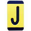 Horizontal Mounting Plastic Engraved Pole Marker Character, Black on Yellow, "J"