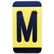 Horizontal Mounting Plastic Engraved Pole Marker Character, Black on Yellow, "M"