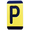 Horizontal Mounting Plastic Engraved Pole Marker Character, Black on Yellow, "P"