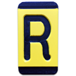 Horizontal Mounting Plastic Engraved Pole Marker Character, Black on Yellow, "R"