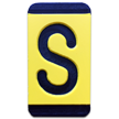 Horizontal Mounting Plastic Engraved Pole Marker Character, Black on Yellow, "S"