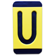 Horizontal Mounting Plastic Engraved Pole Marker Character, Black on Yellow, "U"