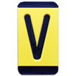 Horizontal Mounting Plastic Engraved Pole Marker Character, Black on Yellow, "V"