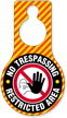 No Trespassing Restricted Area Door Hang Tag