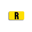 Embossed Aluminum Pole Marker Character, Black on Yellow, "R" For Vertical Mounting Holder