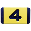 Vertical Mounting Plastic Engraved Pole Marker Character, Black on Yellow, "4"