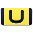 Vertical Mounting Plastic Engraved Pole Marker Character, Black on Yellow, "U"
