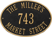 Hawthorne Oval Standard Wall Address Plaque, Three Lines
