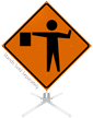 Flagger Symbol Roll Up Sign