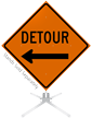 Detour Left Arrow Symbol Roll Up Sign